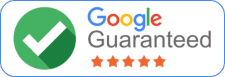 Google Guaranteed roofing contractor badge with 5-star rating